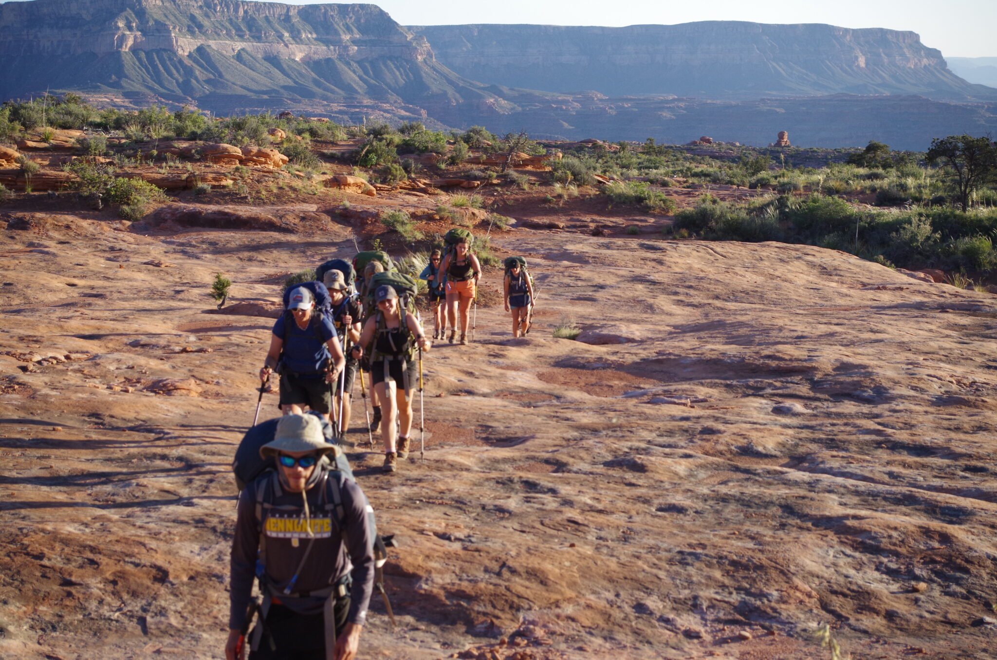 Students and teacher hiking at the Grand Canyon
