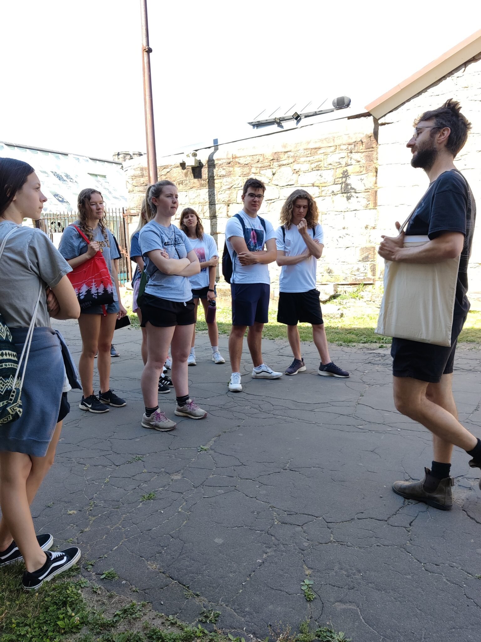 Students touring Eastern State Penitentiary