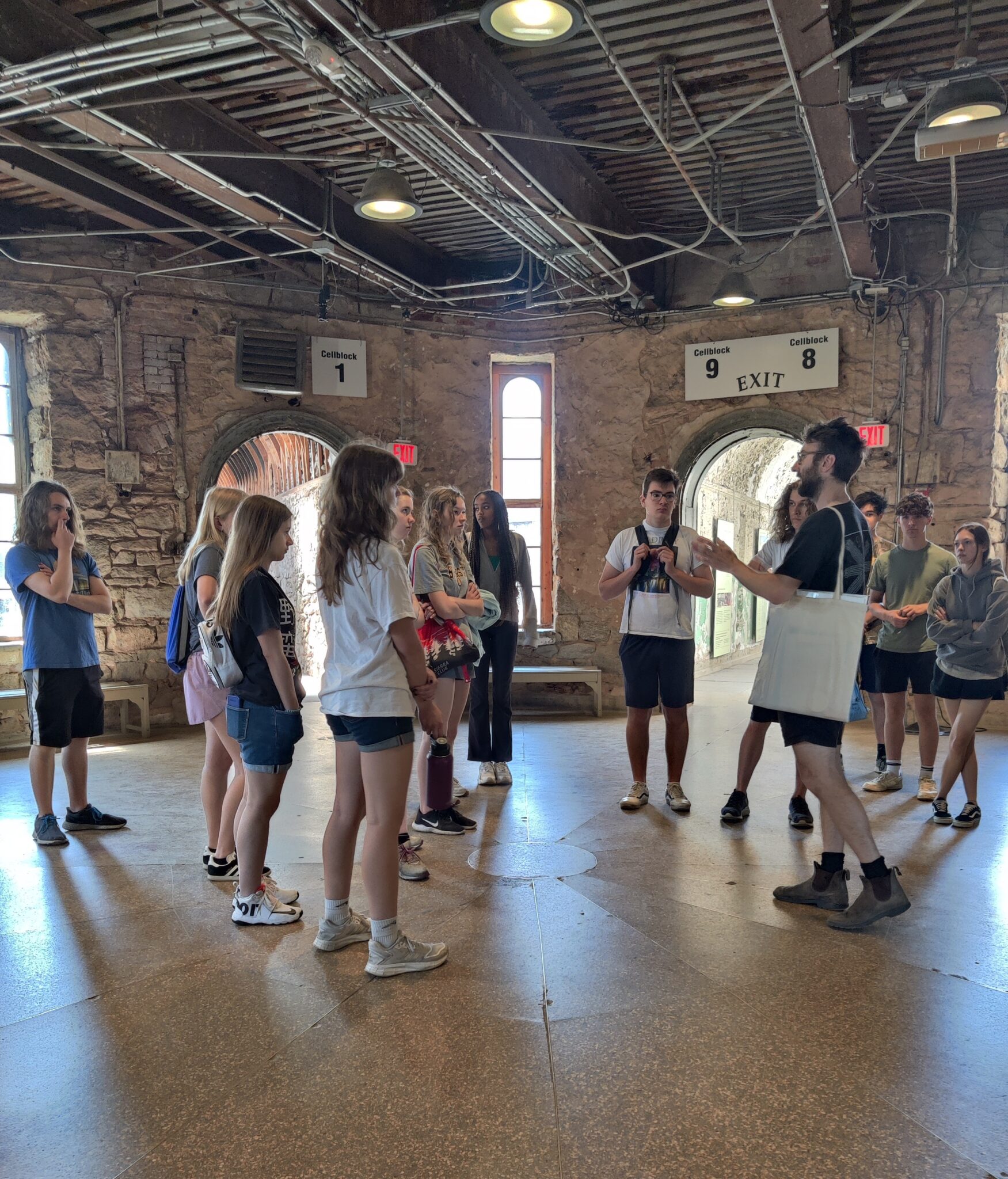 Students touring Eastern State Penitentiary