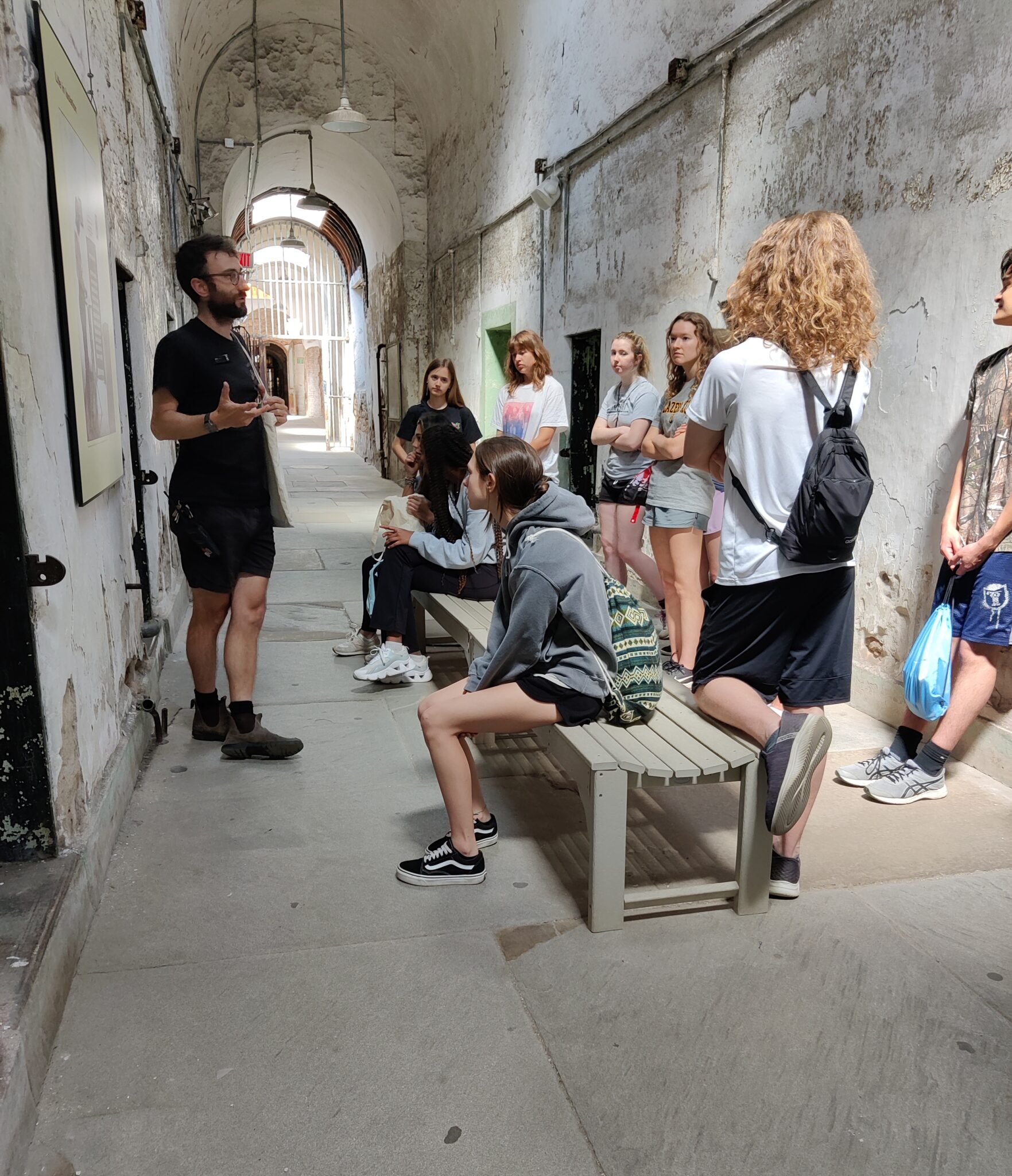 Students touring Eastern State Penitentiary