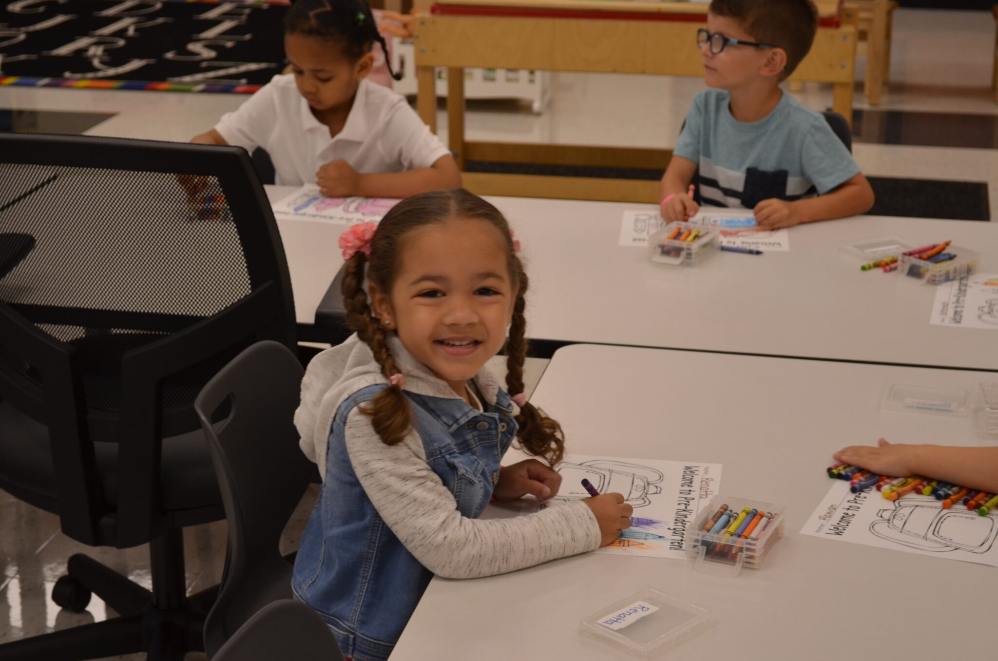 students coloring