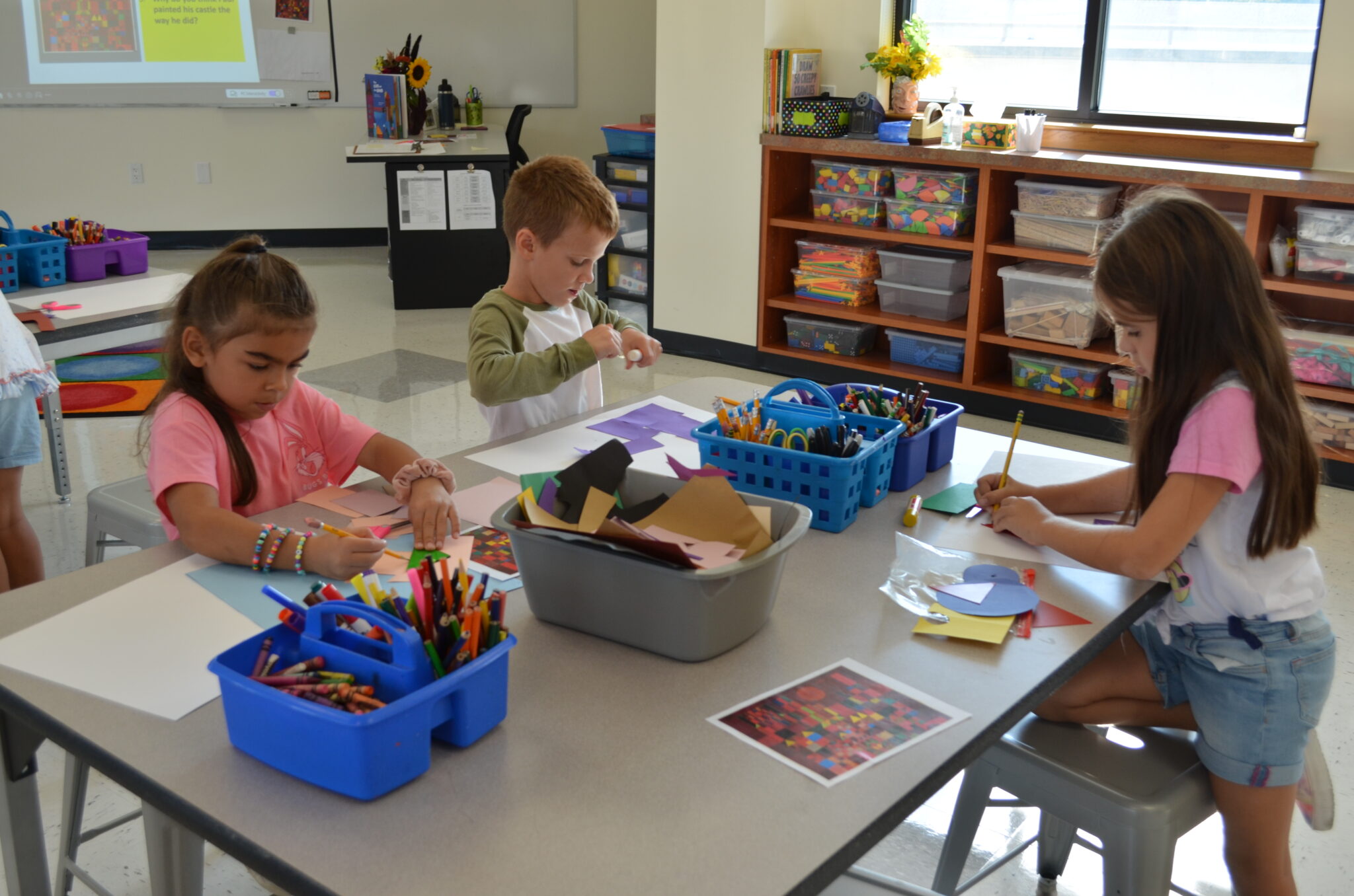 elementary students coloring