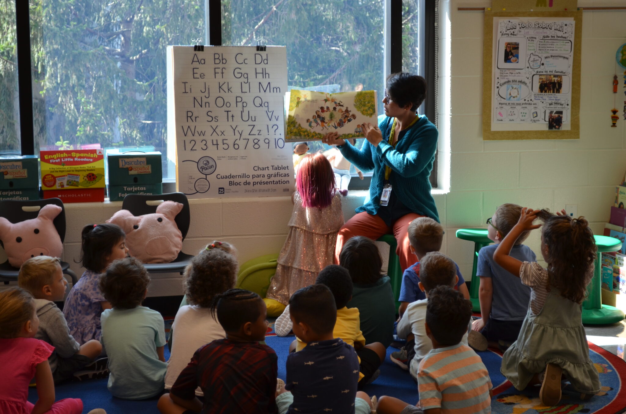 Teacher reading to students
