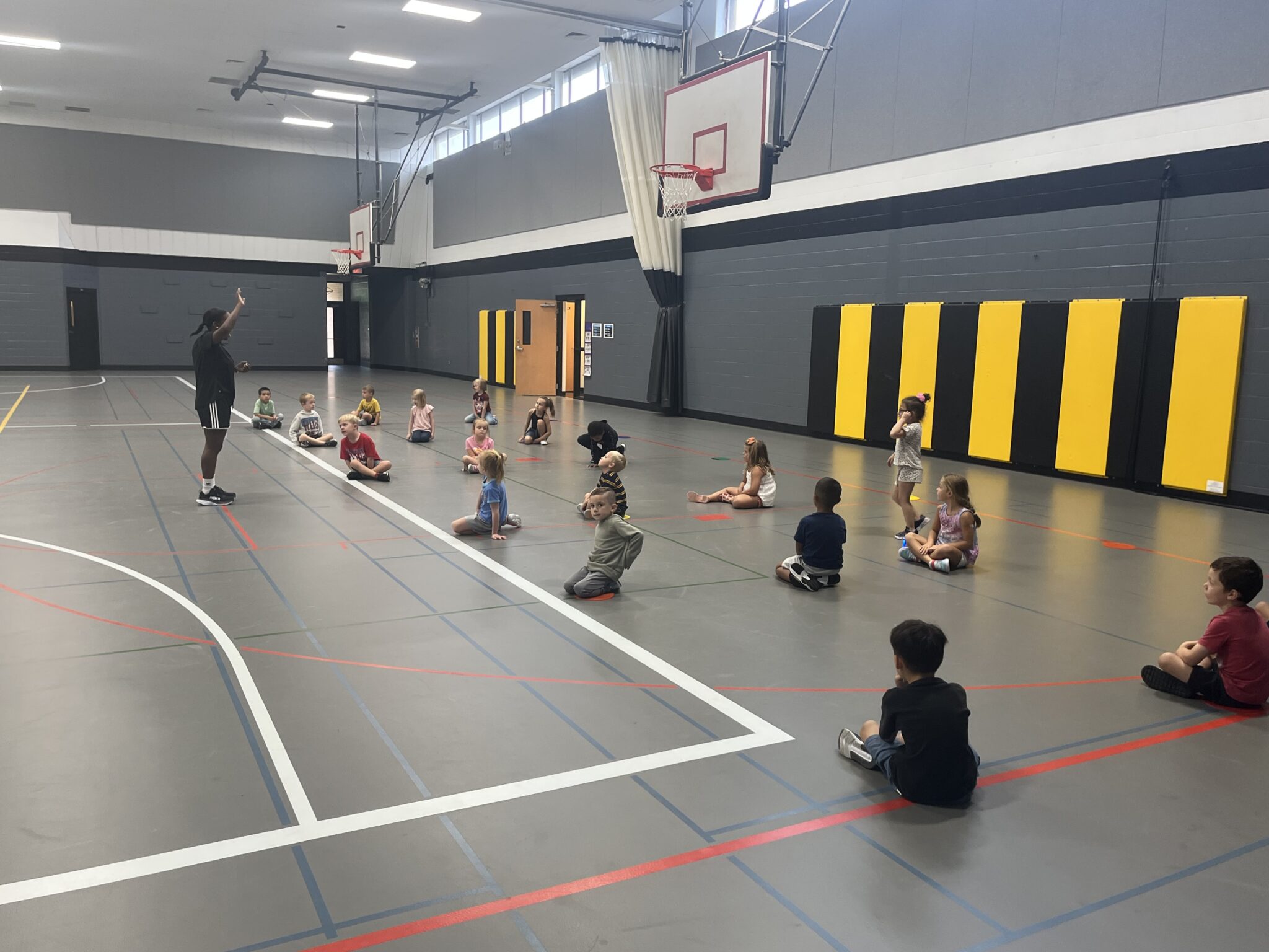 Elementary students in gym class