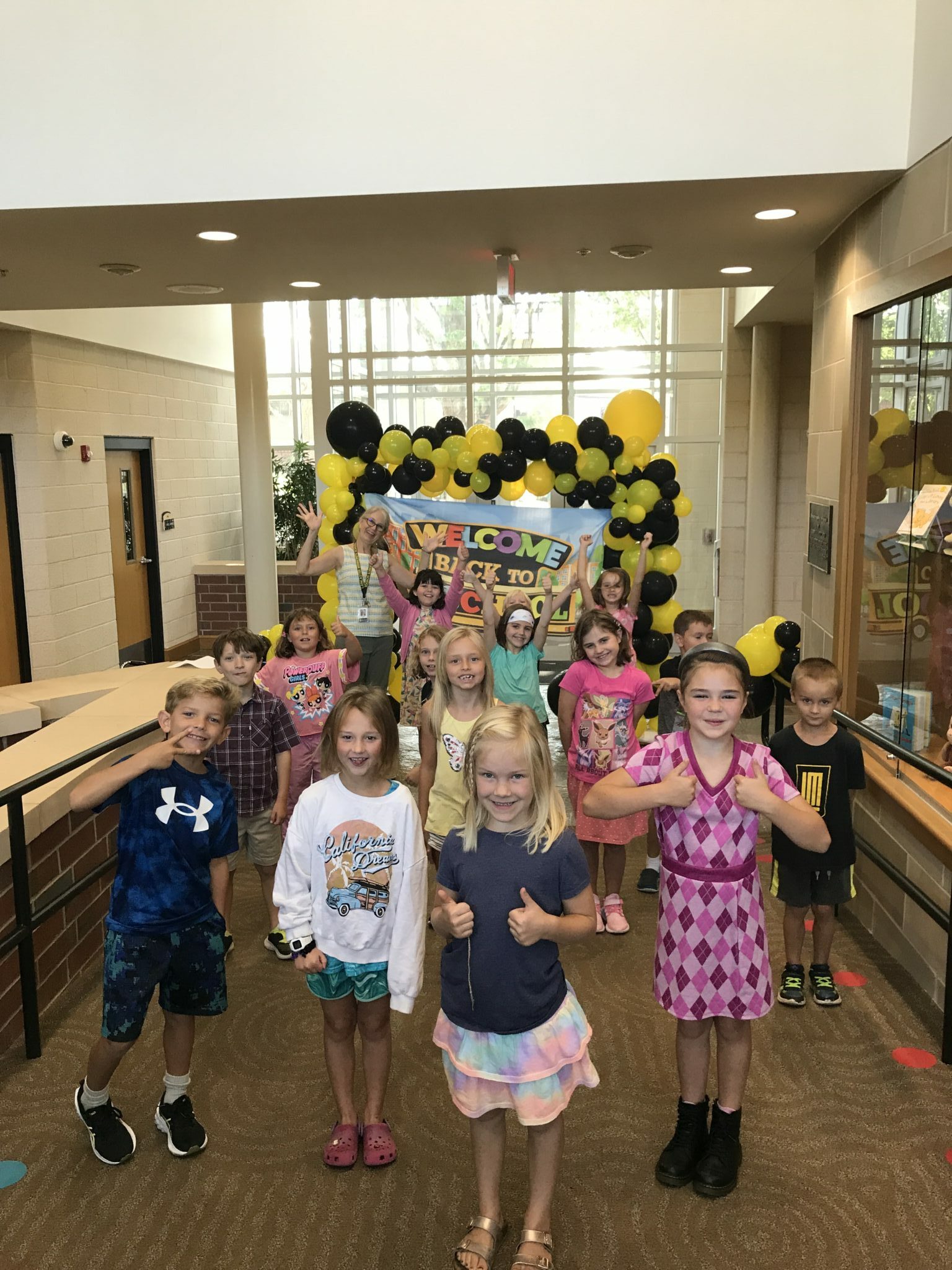 elementary students on the first day of school