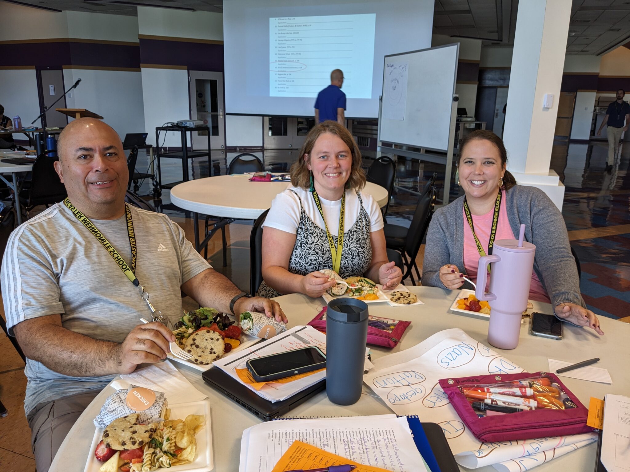 Teachers eating at professional development