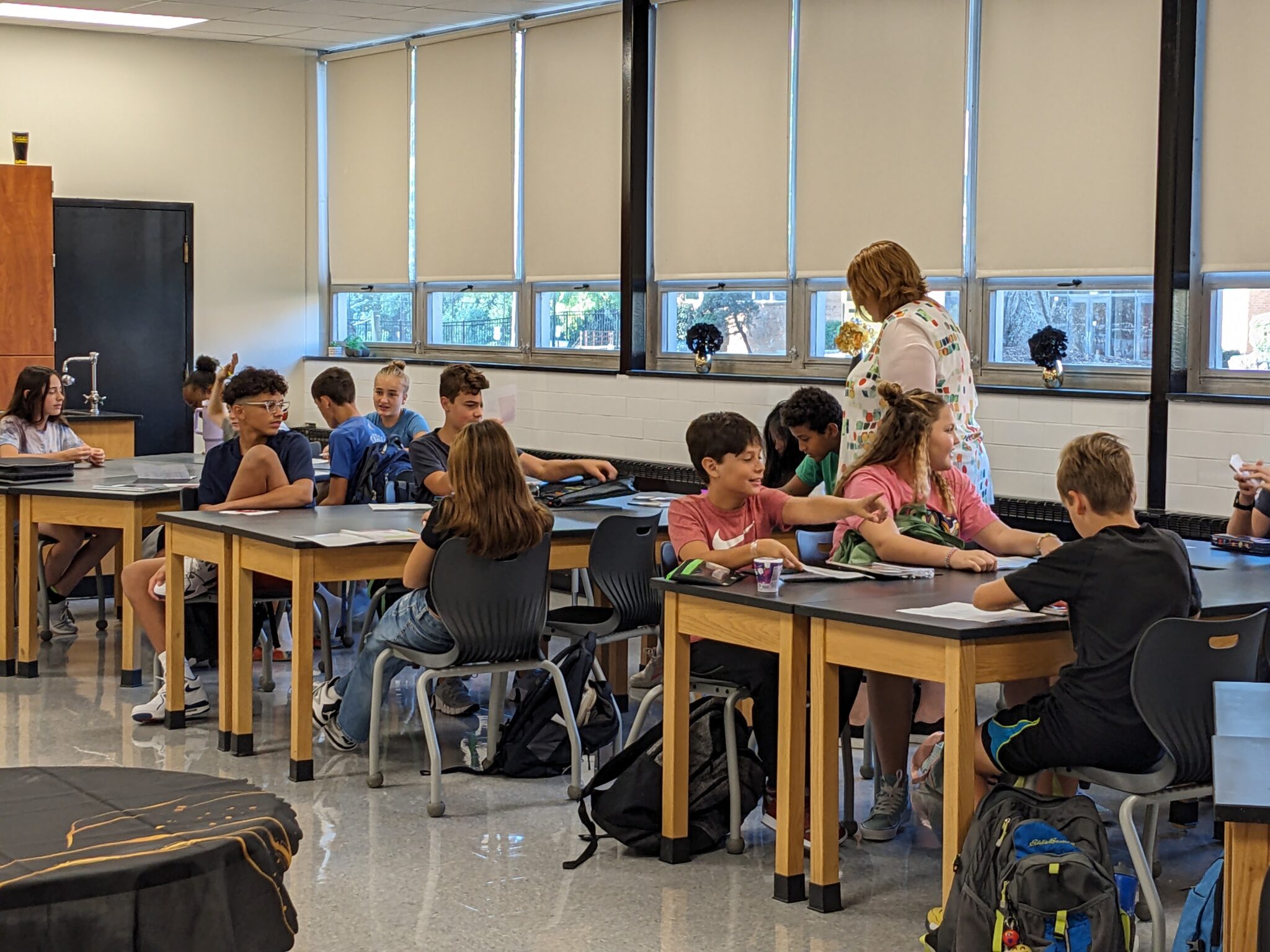 Middle school students in class.
