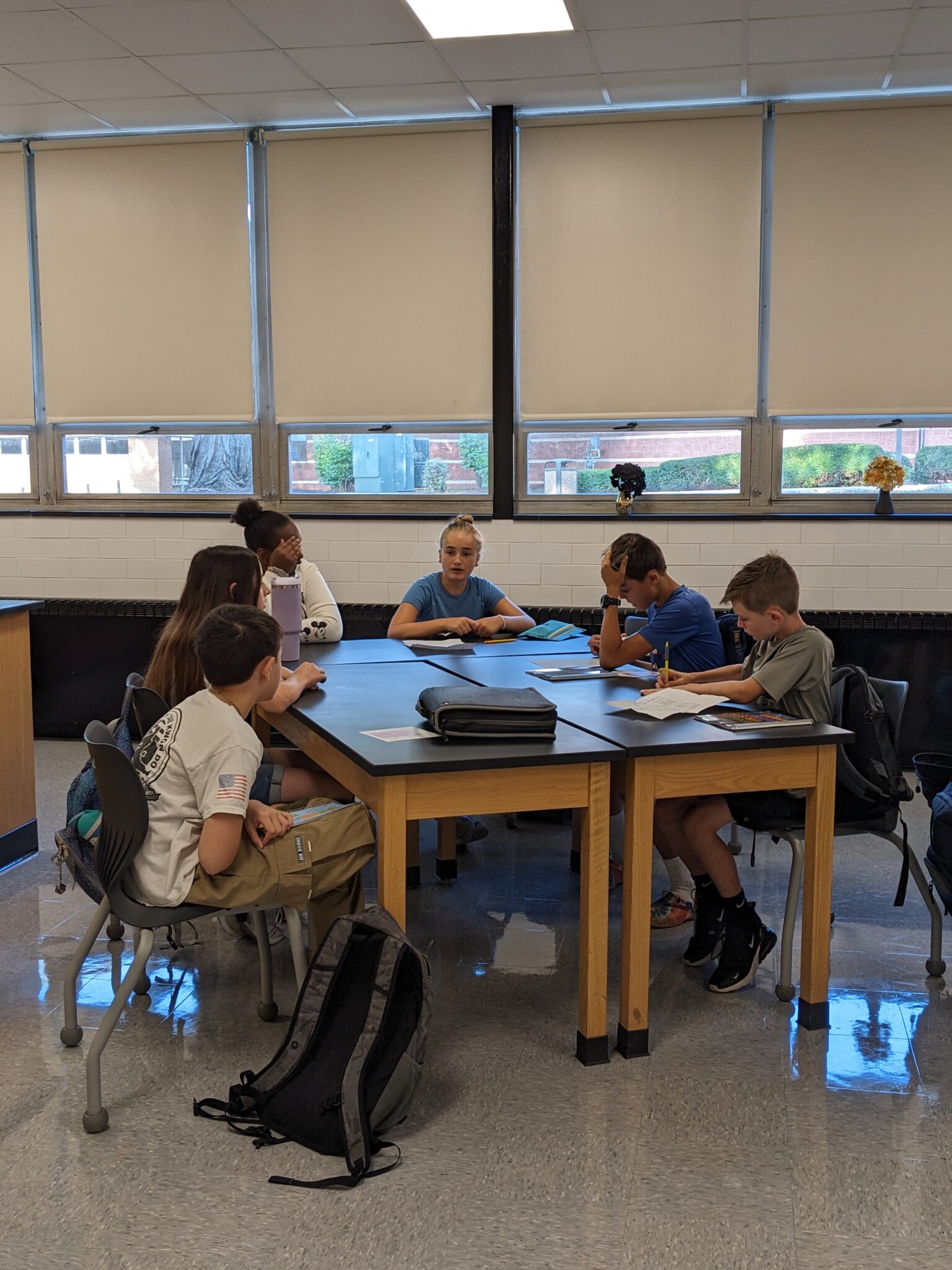 Students doing classwork