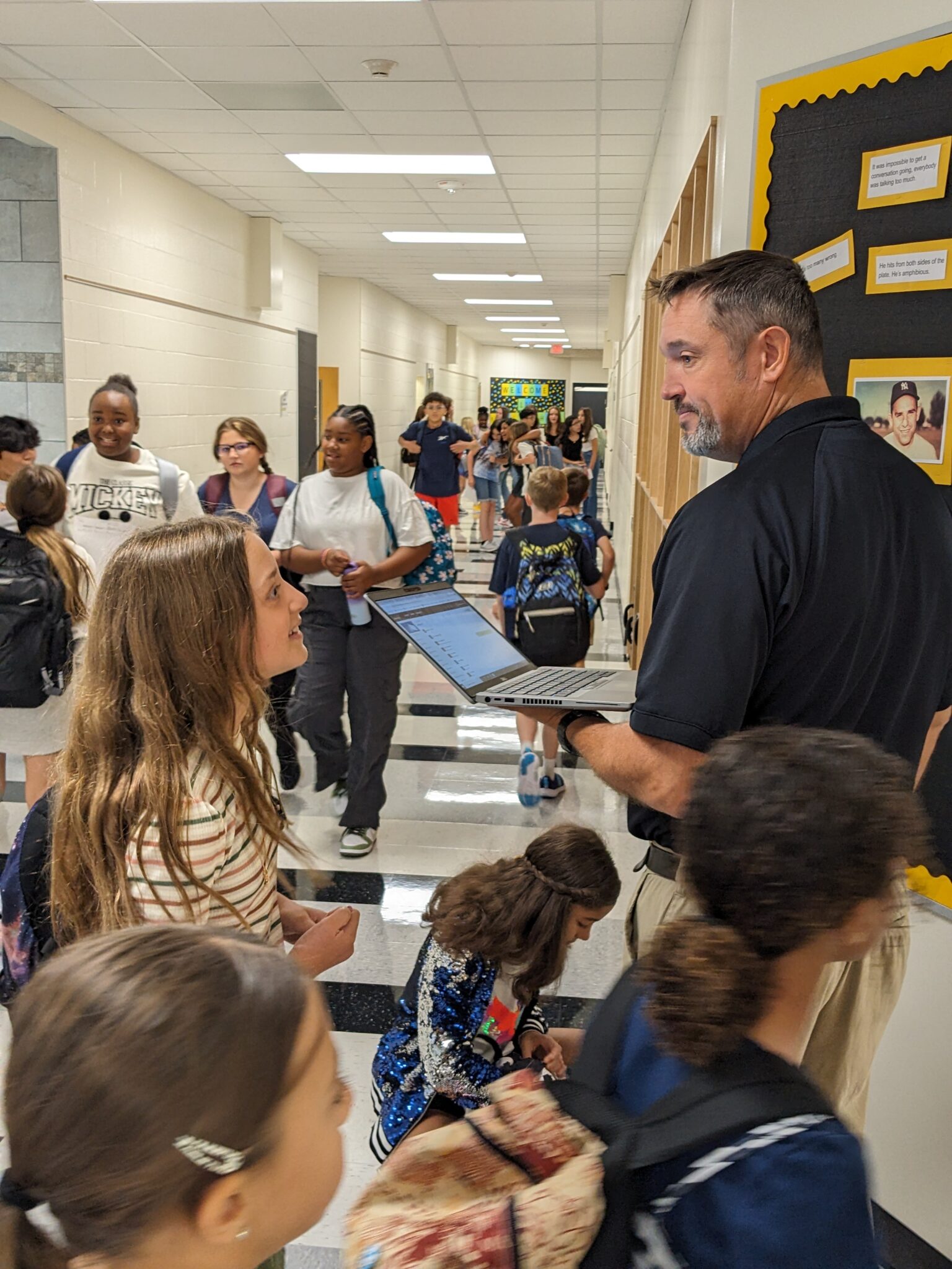Middle school students between classes