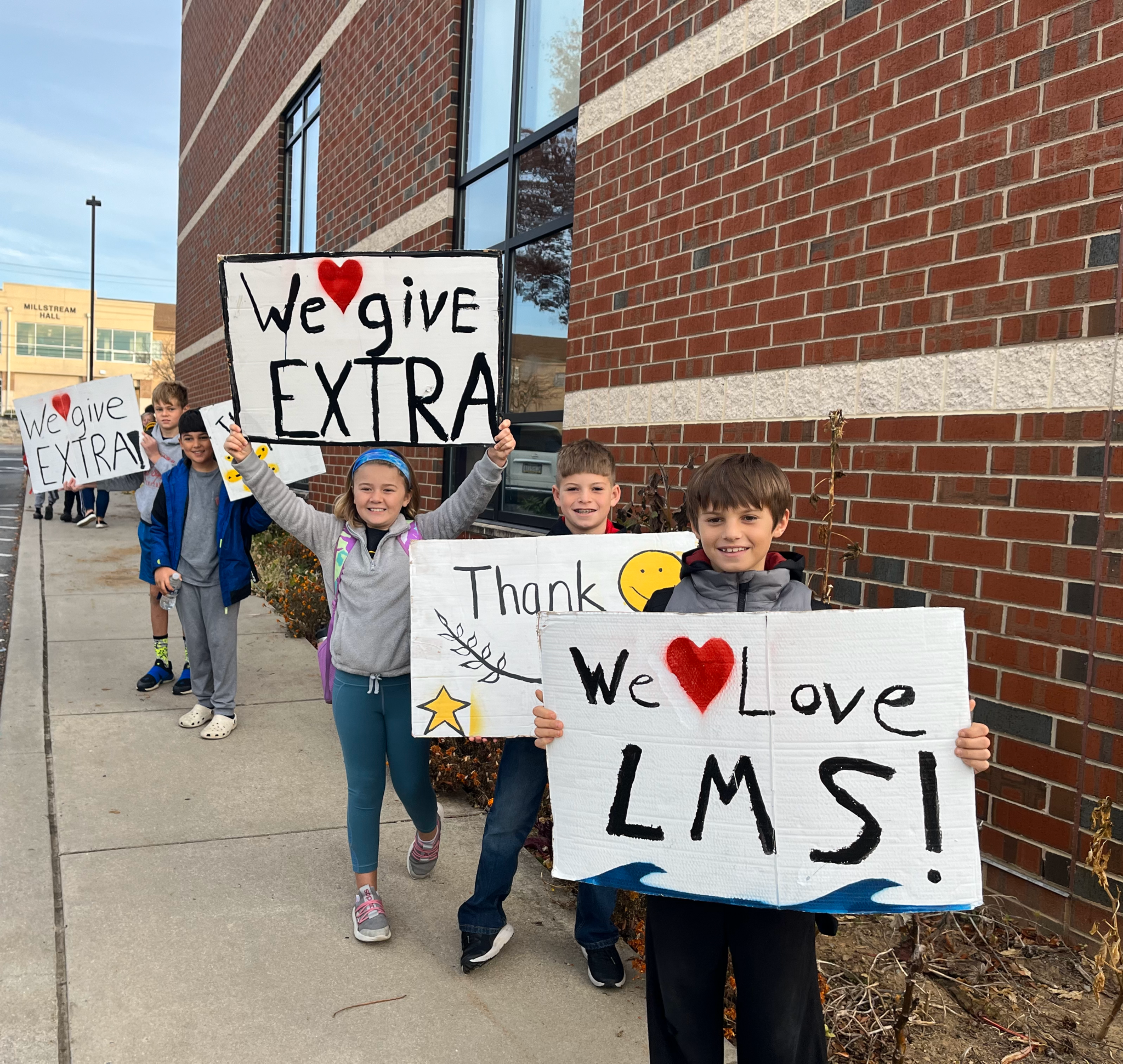 Elementary students during morning drop off