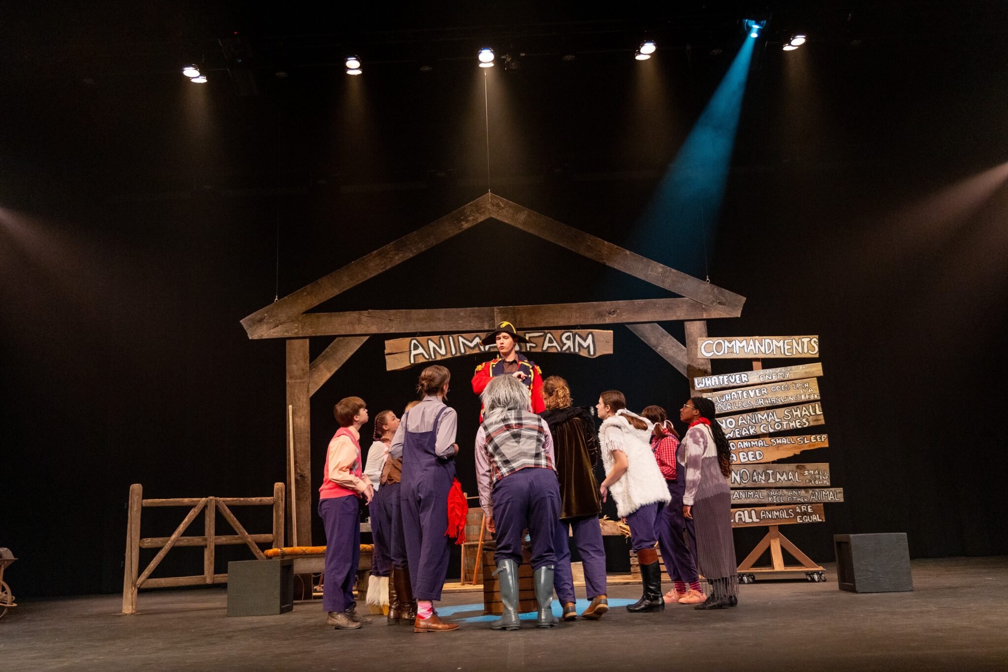 LM students during production of Animal Farm