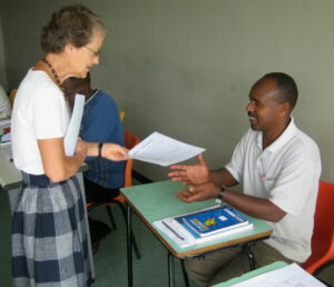 Lois with a student in Ethiopia.