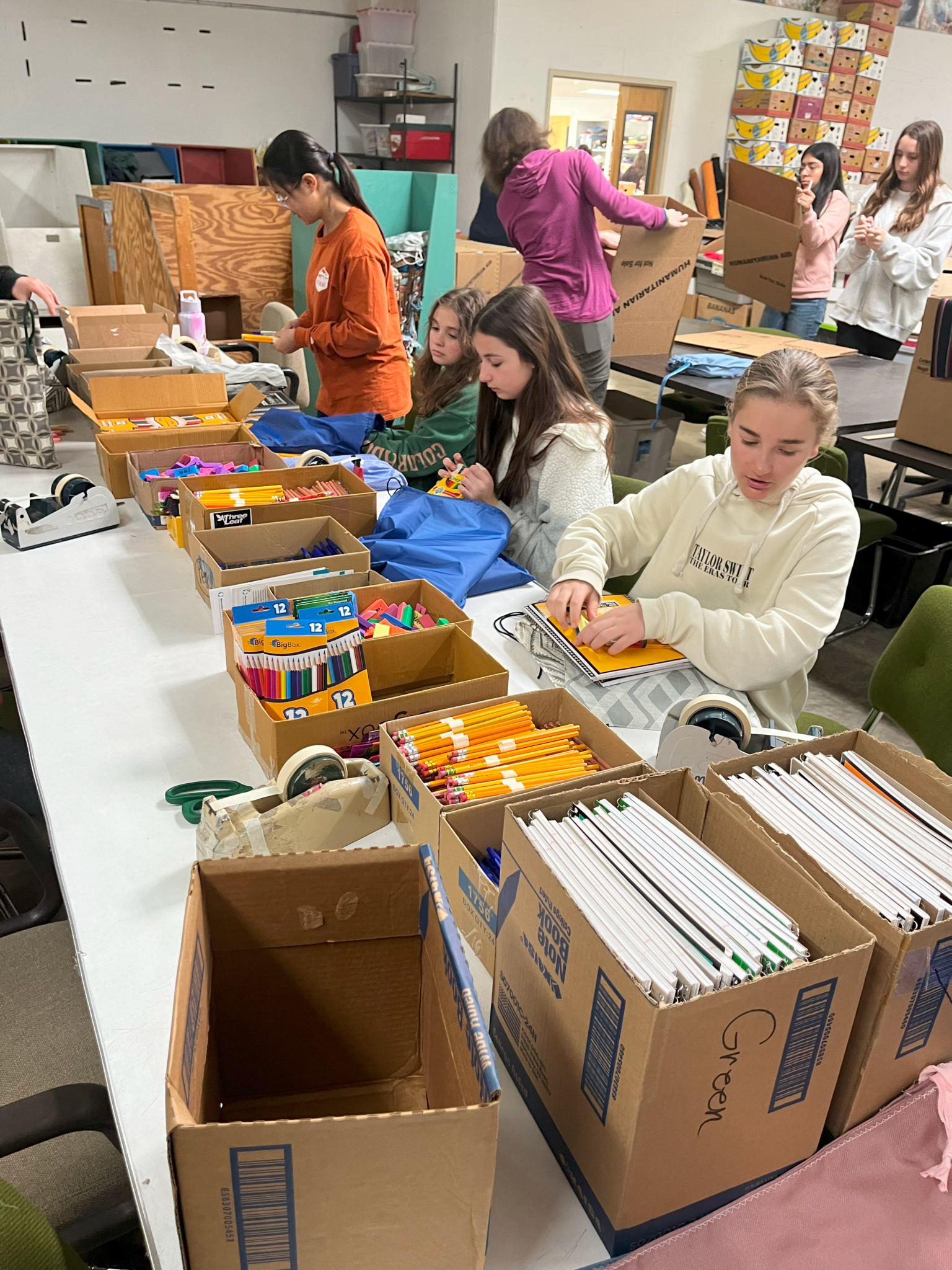 Students packing school kits during World Changers Week.