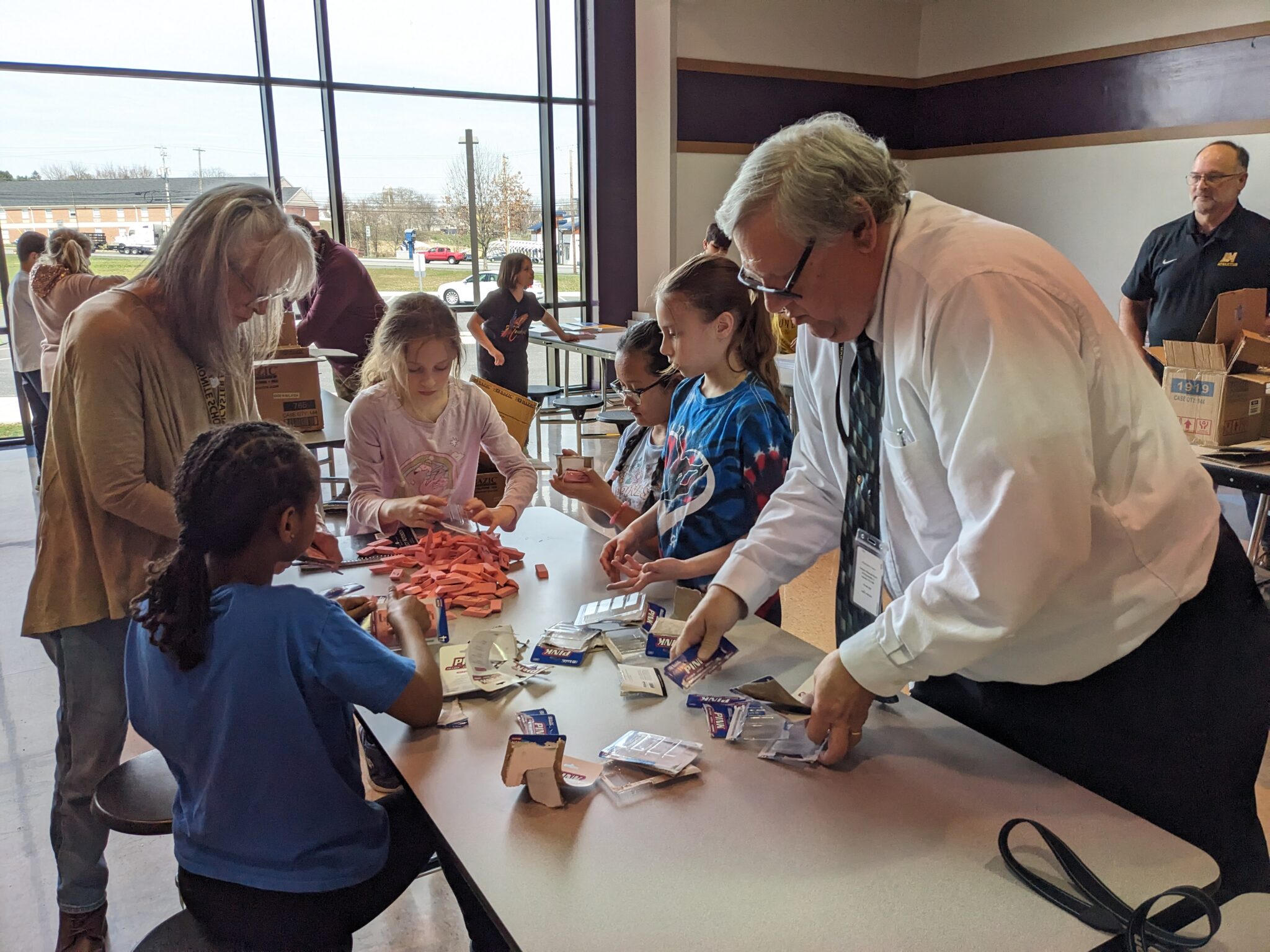 Students packing school kits during World Changers Week.