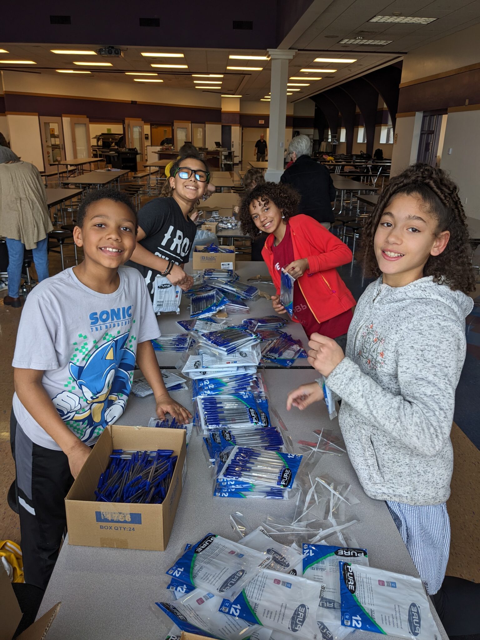 Students packing school kits during World Changers Week.