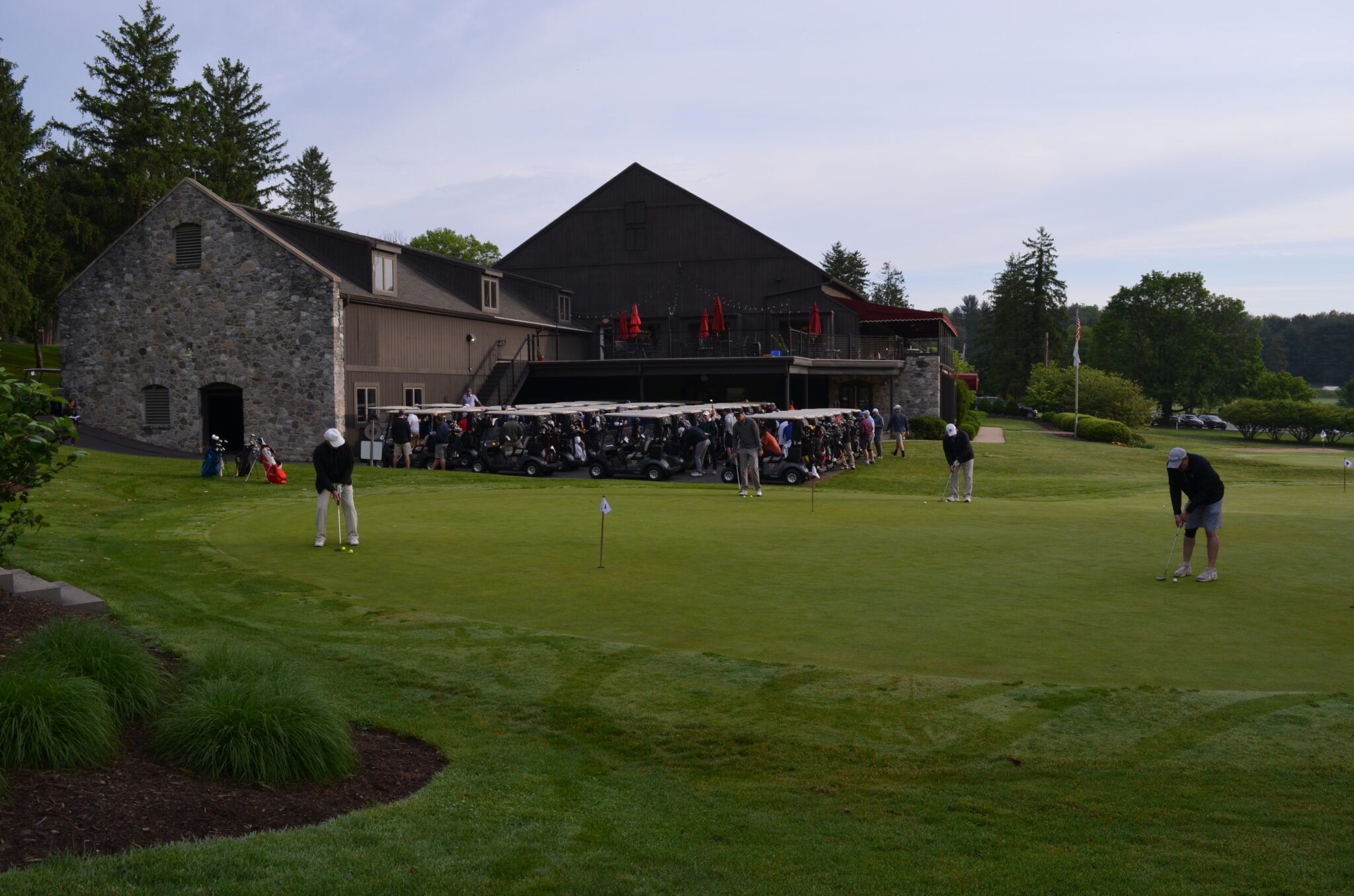 Golfers getting ready to go out for the tournament