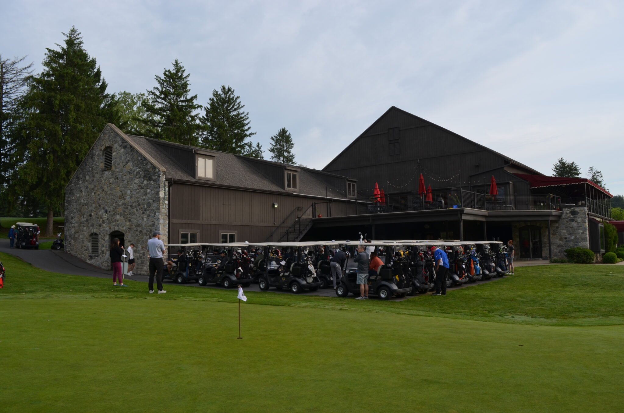 Golfers getting ready to go out for the tournament