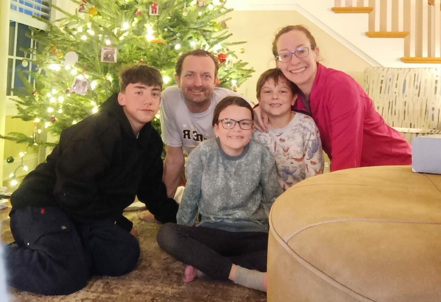 International student from Spain with homestay family in the U.S. at christmas time