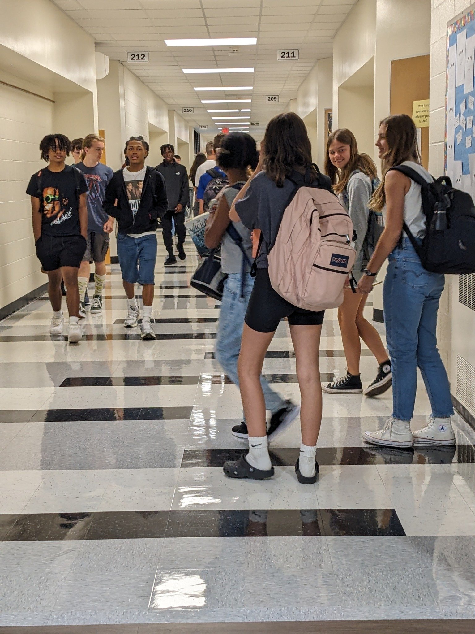 Students in the halls between classes