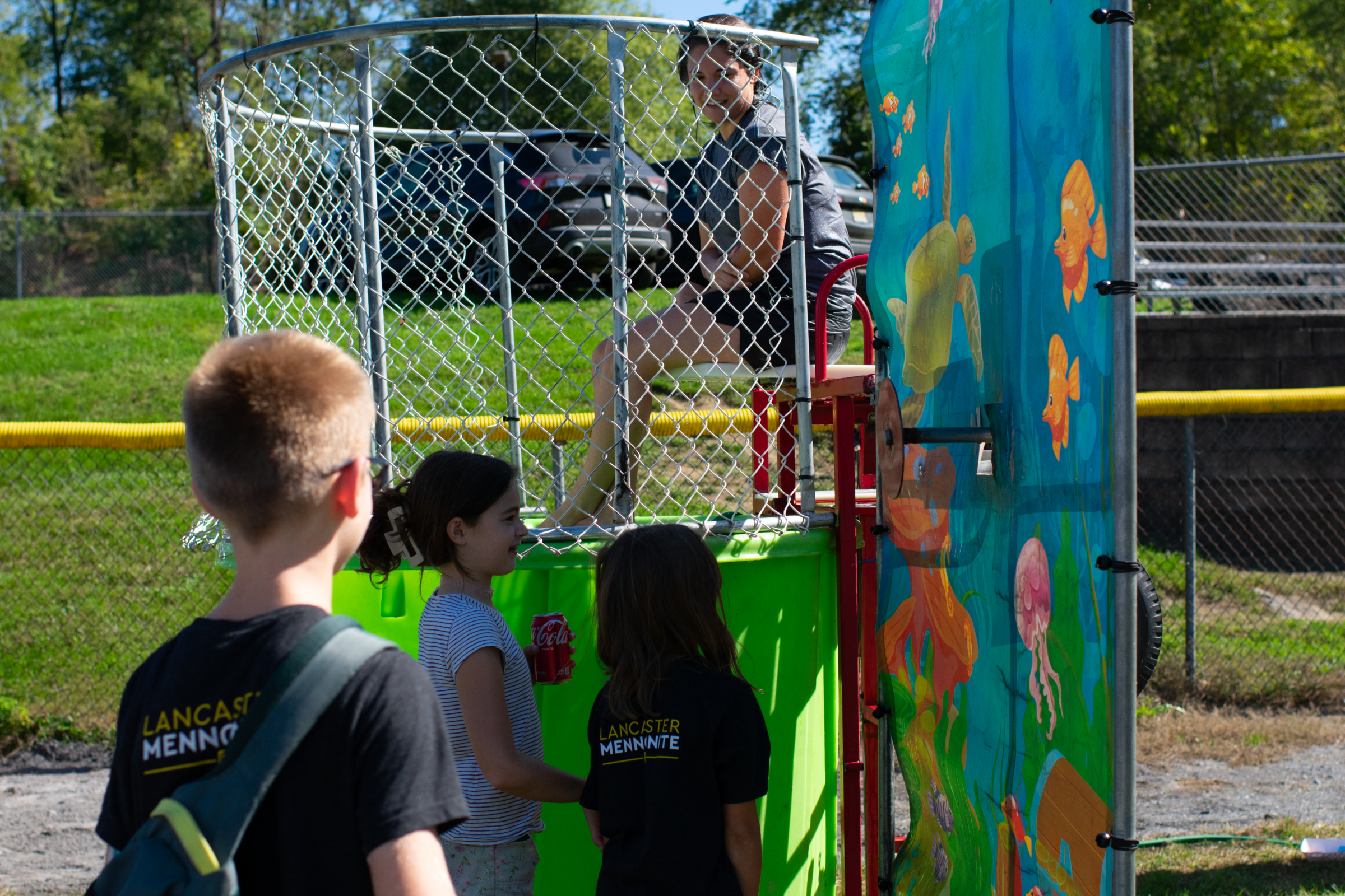 students at the dunk tank