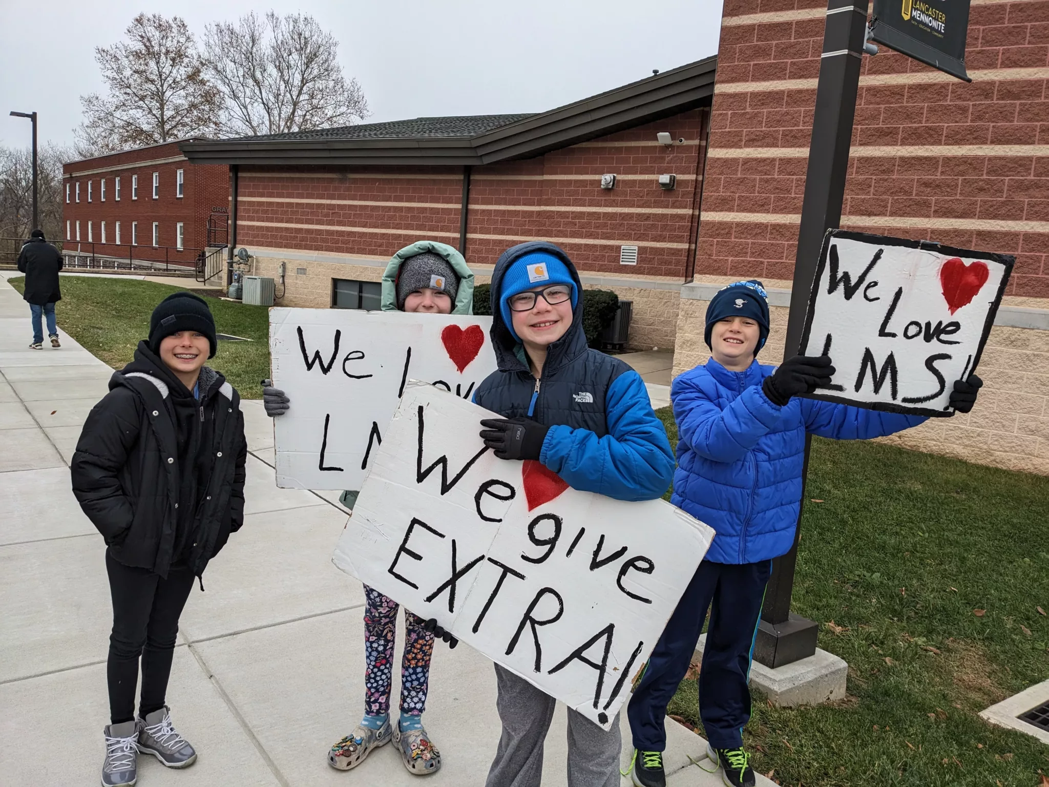 Students standing outside morning of ExtraGive