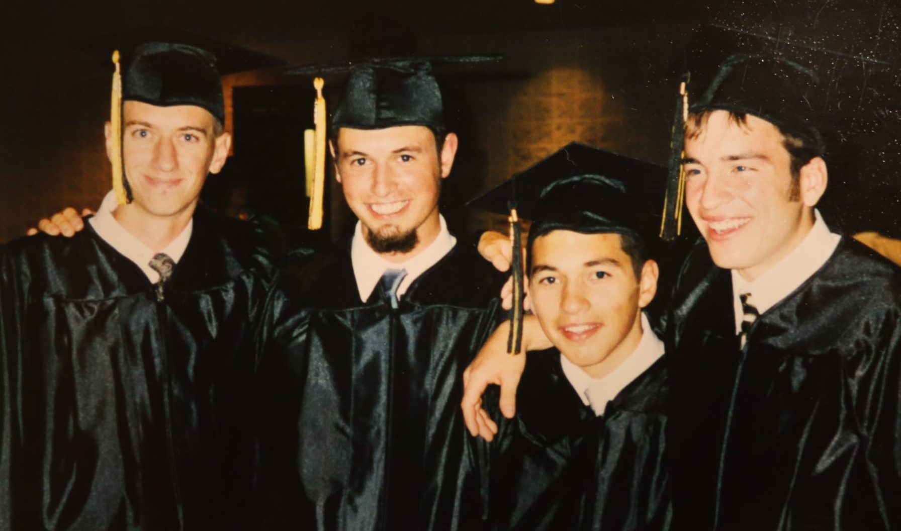 LMH GRADUATION 2003. LEFT TO RIGHT: JOSH HYKES, JON HEINLY, JARED NISSLEY, AND ADRIAN GROFF.