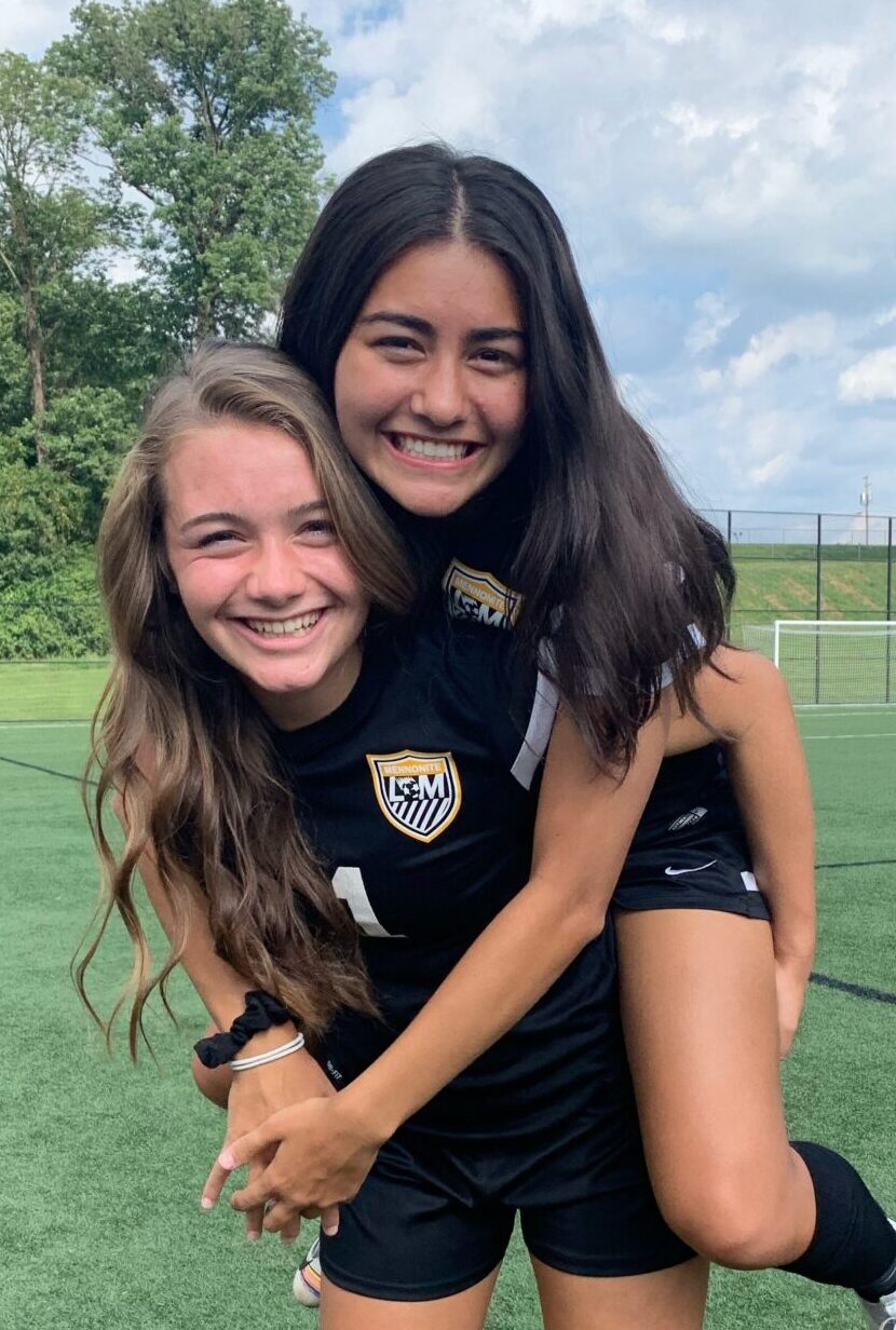 LAUREN AND ELAINA PLAYING SOCCER AT LMH. PHOTO CREDITS: LAUREN HOOVER