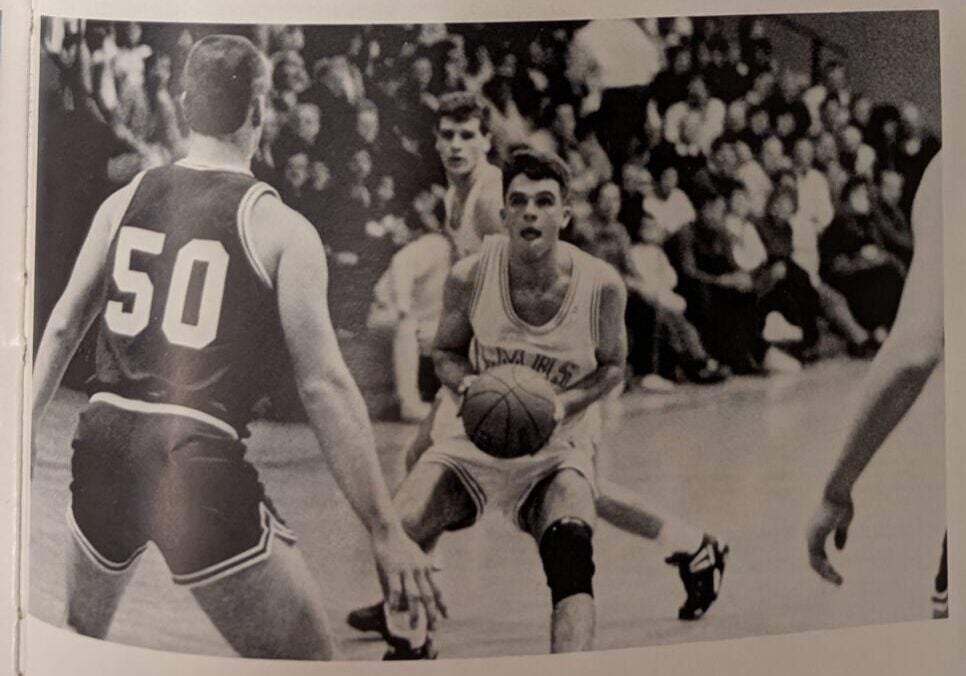 Chad Hurst when he played on the basketball team in 1991 at LM - him getting ready to shoot the ball on the basketball court