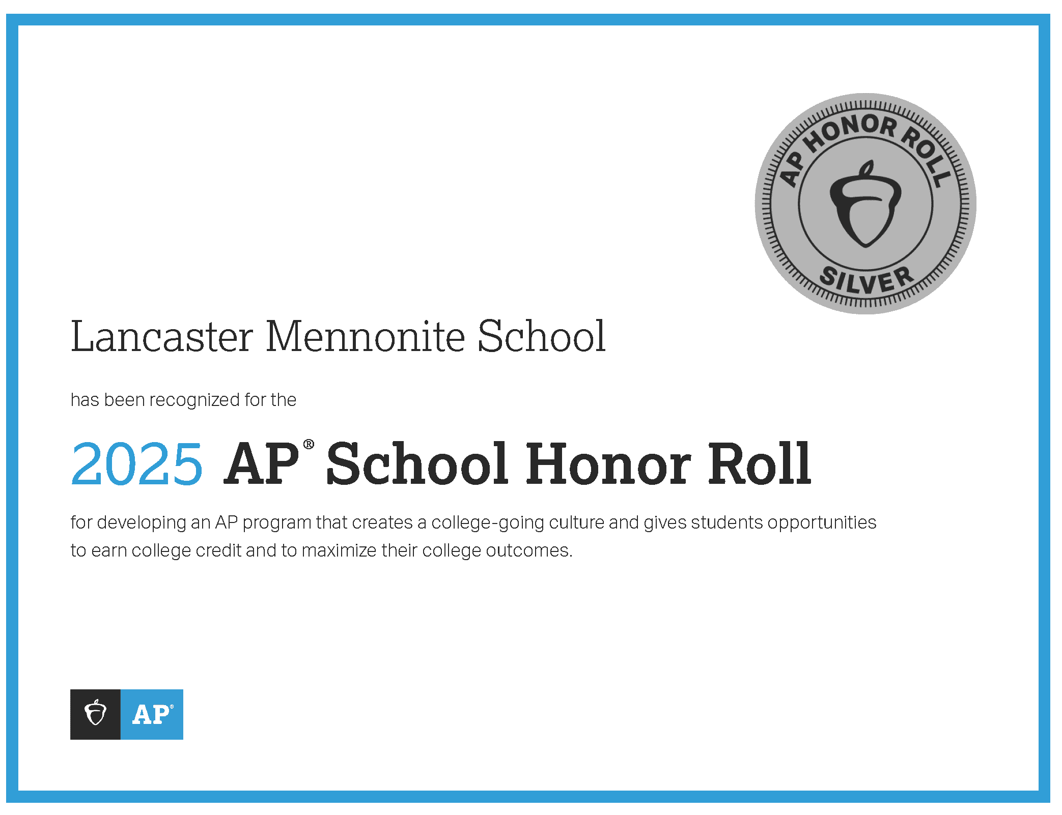 Ap Honor roll 2025 silver