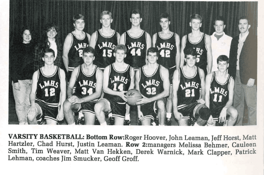 Chad Hurst when he played on the basketball team in 1991 at LM - the whole team photo from 1991 yearbook