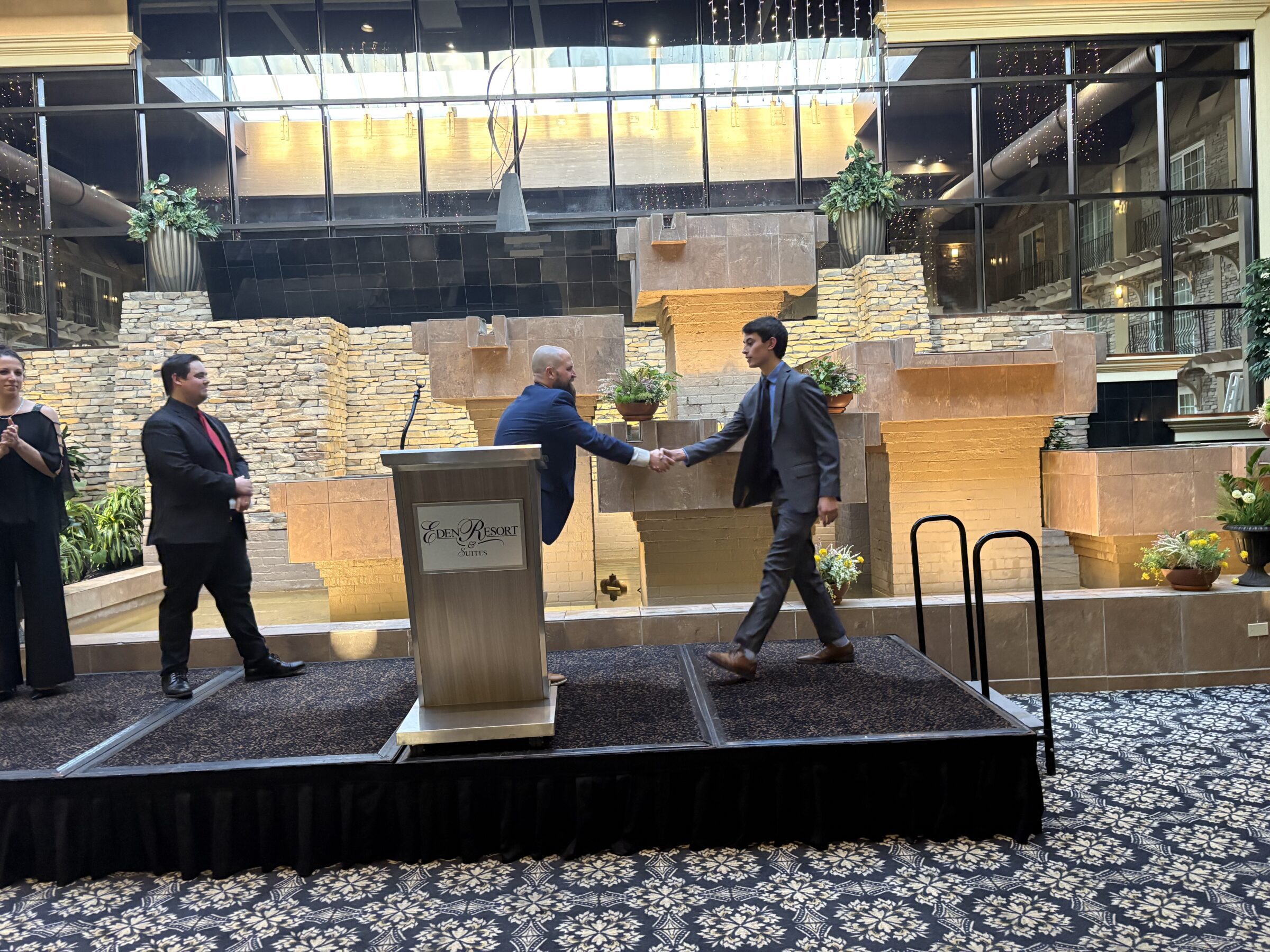 Student receiving an award